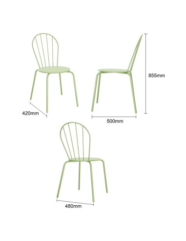 Chaises Bolero Adeline vert clair - lot de 4, empilables