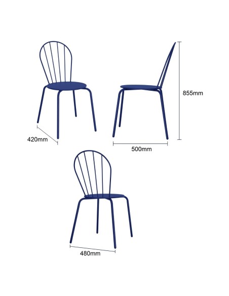 Chaises Bolero Adeline bleu marine - lot de 4