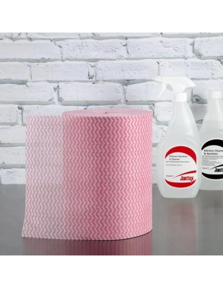 Chiffons tout usage antibactériens Jantex rouges (Lot de 200)