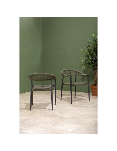 Fauteuils d'extérieur en rotin PE Bolero Eden verts - lot de 4