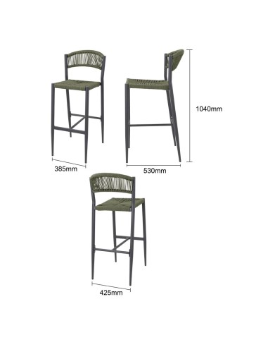 Tabourets bar extérieur Bolero Eden verts - lot de 2