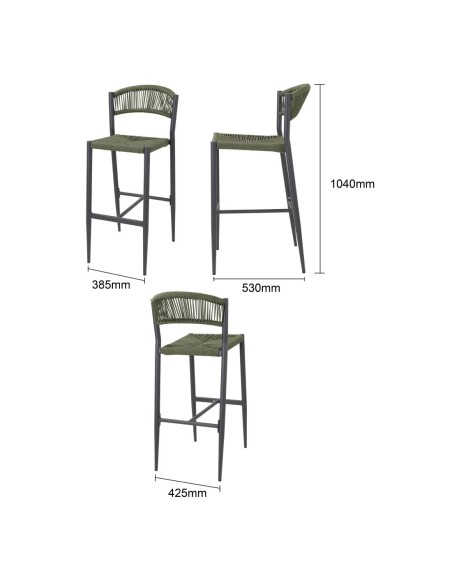 Tabourets bar extérieur Bolero Eden verts - lot de 2