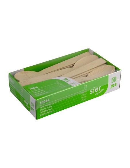 Cuillères en bambou Sier Disposables 170 mm - Lot de 50