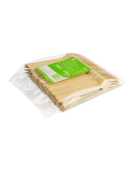 Fourchettes snack en bambou 135 mm - Lot de 100 Sier Disposables