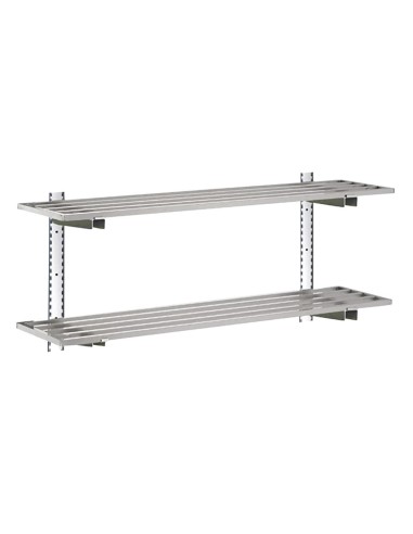 Étagère 2 niveaux Gastro-M 1200x400x20mm - Inox