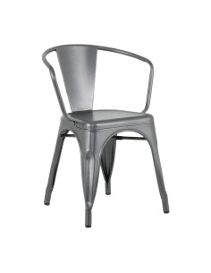 Bolero Bistro Curve Fauteuils Gunmetal - lot de 4