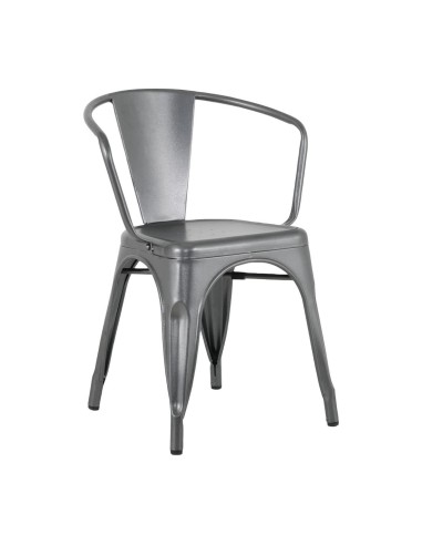 Bolero Bistro Curve Fauteuils Gunmetal - lot de 4