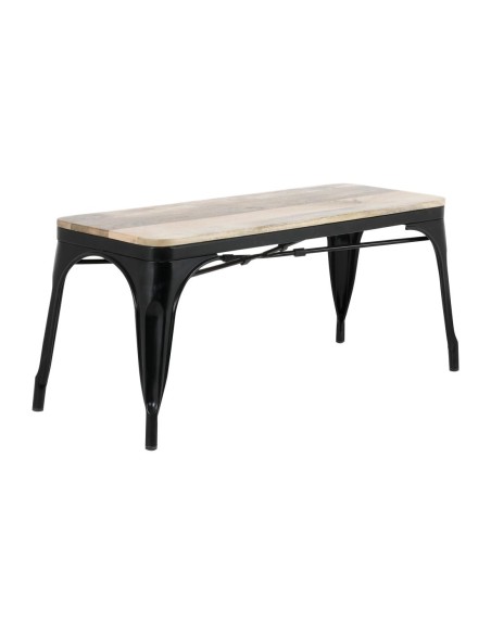 Banc Bolero Bistro 1000 mm - Lot de 2, cadre noir, assise manguier