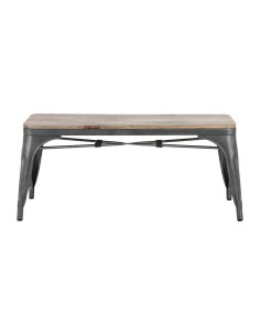 Banc Bolero Bistro 1000 mm - Lot de 2, cadre gris acier et assise bois manguier 2