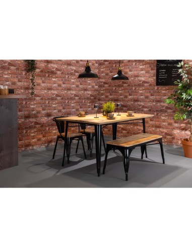 Banc Bolero Bistro 1000 mm - Lot de 2, cadre noir, assise manguier