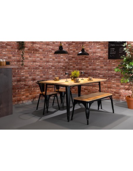 Banc Bolero Bistro 1000 mm - Lot de 2, cadre noir, assise manguier