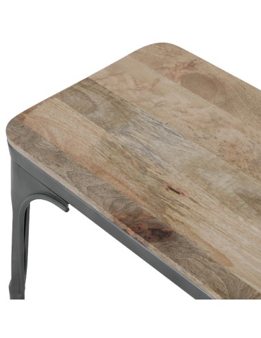 Banc Bolero Bistro 1000 mm - Lot de 2, cadre gris acier et assise bois manguier