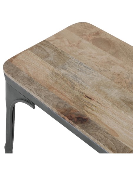 Banc Bolero Bistro 1000 mm - Lot de 2, cadre gris acier et assise bois manguier