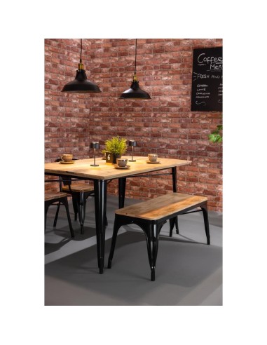 Banc Bolero Bistro 1000 mm - Lot de 2, cadre noir, assise manguier