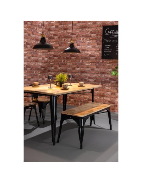Banc Bolero Bistro 1000 mm - Lot de 2, cadre noir, assise manguier