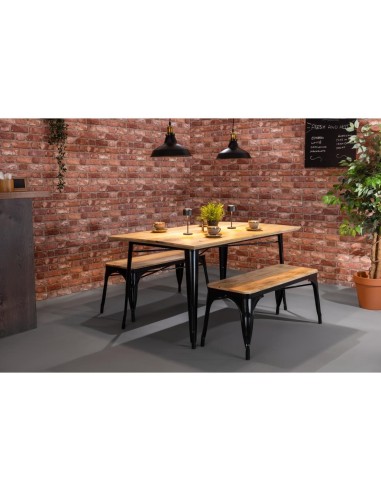 Banc Bolero Bistro 1000 mm - Lot de 2, cadre noir, assise manguier