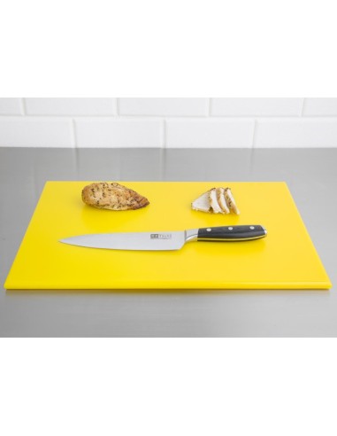 Planche à découper jaune Hygiplas - volaille crue