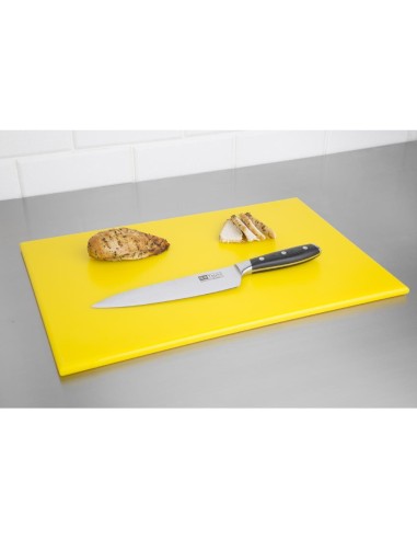 Planche à découper jaune Hygiplas - volaille crue
