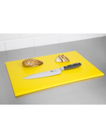 Planche à découper jaune Hygiplas - volaille crue