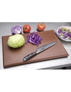 Planche à découper Hygiplas marron HDPE 450 mm - Viande cuite 2
