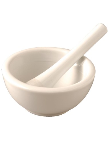 Pilon et mortier Vogue 115 mm en porcelaine - Blanc