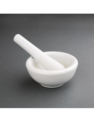 Pilon et mortier Vogue 115 mm en porcelaine - Blanc