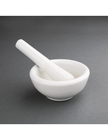 Pilon et mortier Vogue 115 mm en porcelaine - Blanc