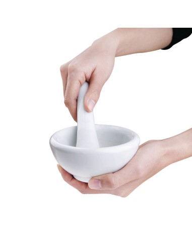 Pilon et mortier Vogue 115 mm en porcelaine - Blanc