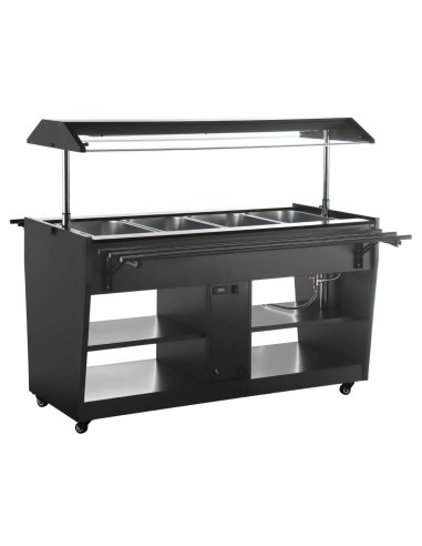 Buffet central chauffant Buffalo noir 2 kW - 4 x 1/1 GN
