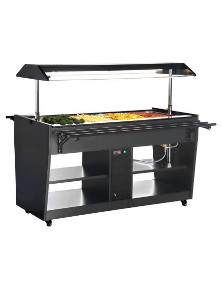 Buffet central chauffant Buffalo noir 2 kW - 4 x 1/1 GN