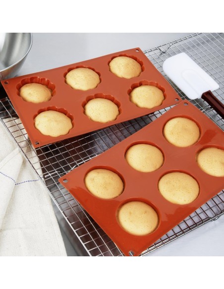 Plaque 6 moules à gâteau rond silicone Vogue - 6 portions