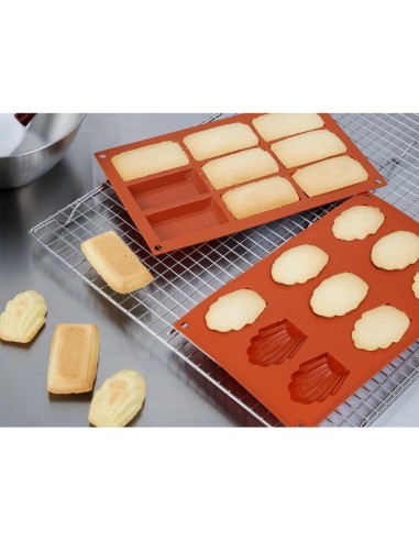Plaque silicone 9 moules à madeleine Vogue - orange