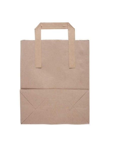 Sacs moyens en papier marron à poignées plates - lot de 250