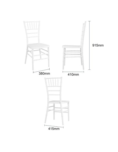 Chaises Bolero Chiavari en polypropylène blanches - lot de 4