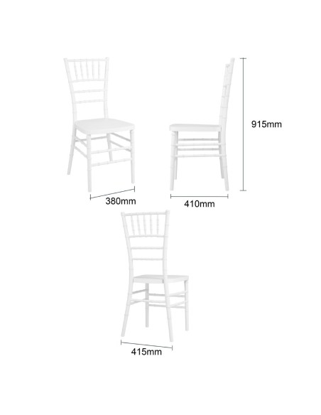 Chaises Bolero Chiavari en polypropylène blanches - lot de 4