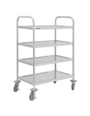 Chariot de débarrassage Vogue 4 niveaux - inox, 100 kg