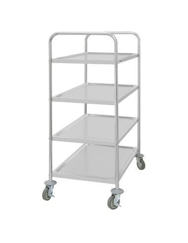 Chariot de débarrassage Vogue 4 niveaux - inox, 100 kg