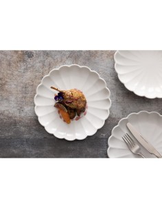 Assiettes festonnées Olympia Bloom blanches 226 mm - lot de 6 2