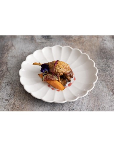 Assiettes festonnées Olympia Bloom blanches 226 mm - lot de 6