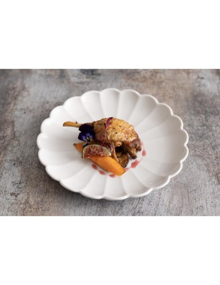 Assiettes festonnées Olympia Bloom blanches 226 mm - lot de 6
