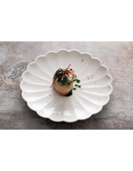Assiettes festonnées Olympia Bloom blanches 175 mm - lot de 6