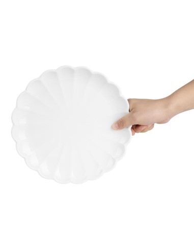 Assiettes festonnées Olympia Bloom blanches 226 mm - lot de 6