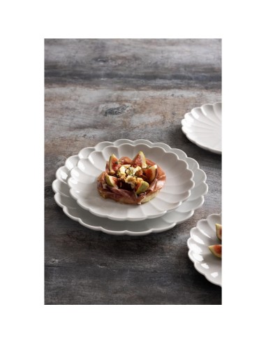 Assiettes festonnées Olympia Bloom blanches 276 mm - lot de 4