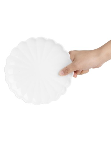 Assiettes festonnées Olympia Bloom blanches 175 mm - lot de 6