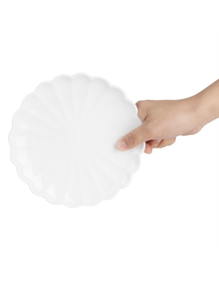 Assiettes festonnées Olympia Bloom blanches 175 mm - lot de 6