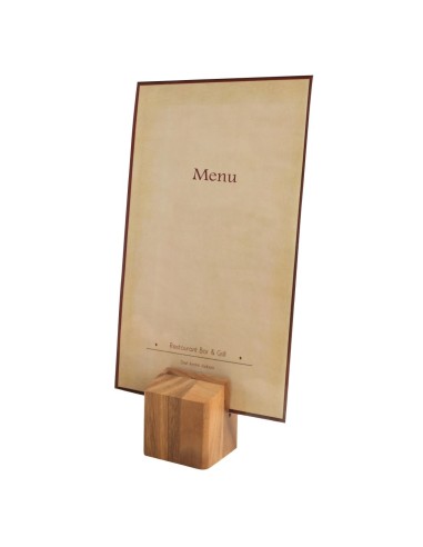 Porte-menu en bois d'acacia Olympia - 65x55x55 mm