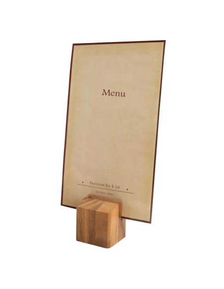 Porte-menu en bois d'acacia Olympia - 65x55x55 mm