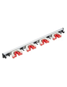 Porte-balais mural Jantex 4 clips - Aluminium blanc