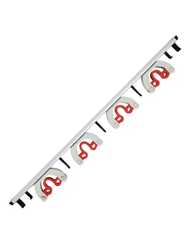 Porte-balais mural Jantex 4 clips - Aluminium blanc