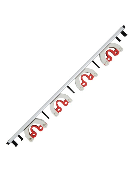 Porte-balais mural Jantex 4 clips - Aluminium blanc